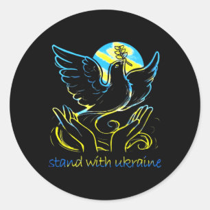 Sticker Rond Colombe de la paix en Ukraine. Soutenez l'Ukraine.