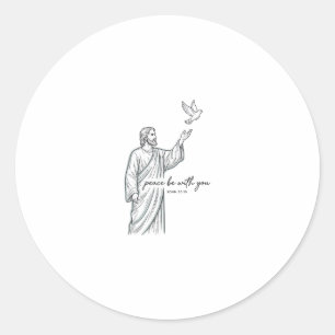 Sticker Rond Colombe de la Paix Soit Avec Vous Chemise Vintage