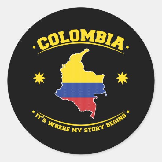Sticker Rond Colombia Colombian Flag Heritage Pride (Devant)