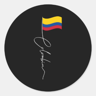Sticker Rond Colombie Signature Drapeau Poteau Patriotique Colo