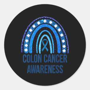 Sticker Rond Colon Cancer Awareness Parties scintillant bleue R