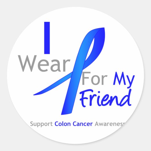 Sticker Rond Colon Cancer Je Porte Du Bleu Pour Mon Ami (Devant)
