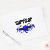 Sticker Rond Colon Cancer Survivant Grunge Emblem ailé (Enveloppe)