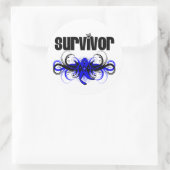 Sticker Rond Colon Cancer Survivant Grunge Emblem ailé (Sac)