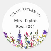 Sticker Rond Colonne circulaire classique fleur sauvage de clas (Devant)