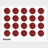 Sticker Rond Colonne de cire Royal Red Ruby avec initiales (Feuille)