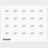 Sticker Rond Colonne de mariage d'hiver violet gris (Feuille)