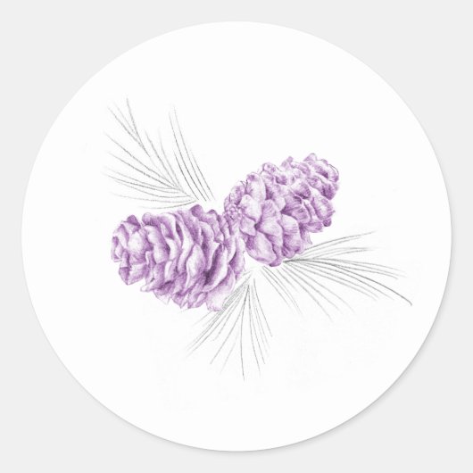 Sticker Rond Colonne de mariage d'hiver violet gris (Devant)