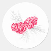 Sticker Rond Colonne de mariage rouge gris de pin (Devant)