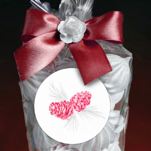 Sticker Rond Colonne de mariage rouge gris de pin