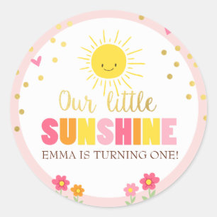 Sticker Rond Colonne d'enveloppe Sunshine Anniversaire Fille ro