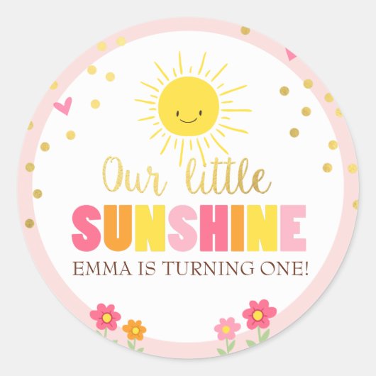 Sticker Rond Colonne d'enveloppe Sunshine Anniversaire Fille ro (Devant)
