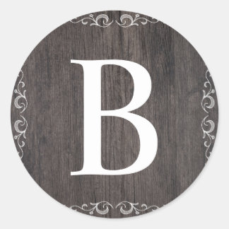 Sticker Rond Colonne Monogramme en bois de pays