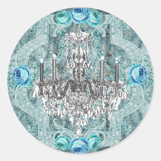 Sticker Rond Colonne ou sceau Bella Blue Marie Antoinette (Devant)