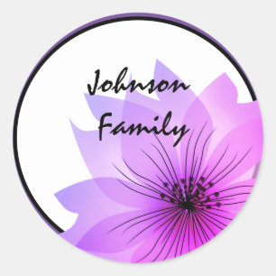 Sticker Rond Colonne rond classique de fleur rose élégant