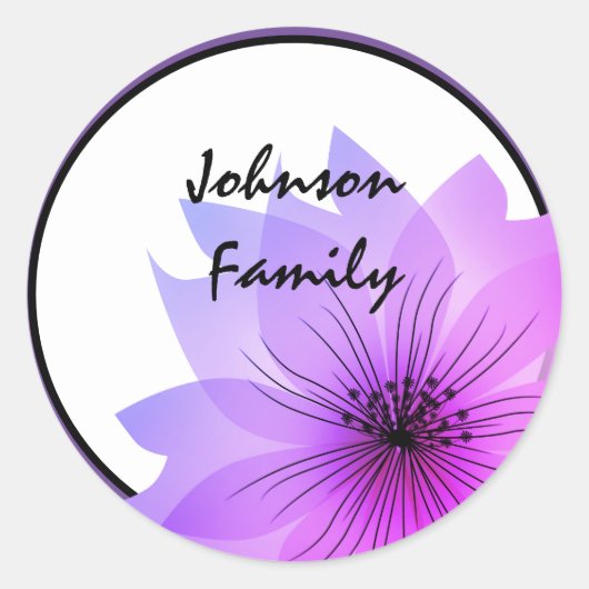 Sticker Rond Colonne rond classique de fleur rose élégant (Devant)