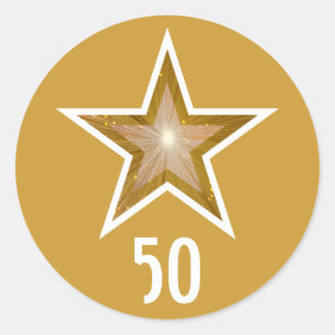 Sticker Rond Colonne ronde "Gold" Star "50" jaune