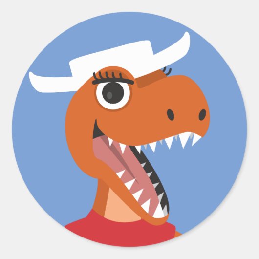 Sticker Rond Colonne ronde T-Rex dinosaure cowboy Texas (Devant)