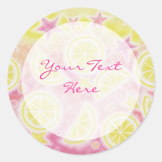 Sticker Rond Colonne rouge citron 'Your Text' autour (Devant)