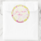 Sticker Rond Colonne rouge citron 'Your Text' autour (Sac)
