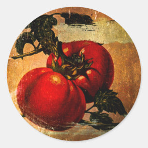 Sticker Rond Colonne vintage de tomates rouges