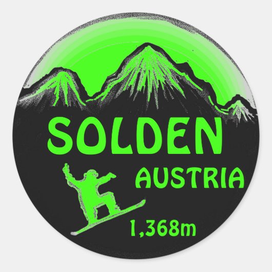 Sticker Rond Colonnes d'art en snowboard vert Solden Austria (Devant)