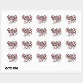 Sticker Rond Colonnes de dragon gris rouge (Feuille)