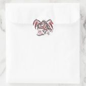 Sticker Rond Colonnes de dragon gris rouge (Sac)