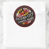 Sticker Rond Colonnes de drapeau Ocean City Maryland (Sac)