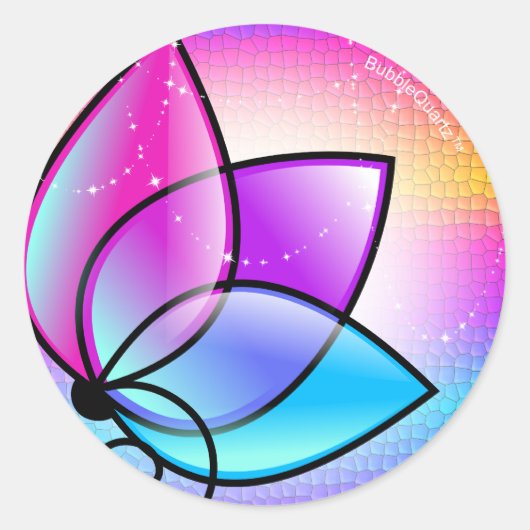 Sticker Rond Colonnes de fleurs violettes brillantes (Devant)