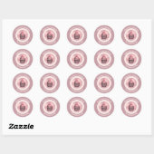 Sticker Rond Colonnes de logo d'entreprise de cupcake rose illu (Feuille)