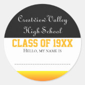 Sticker Rond Colonnes d'étiquette de nom de réunion de classe ! (Devant)