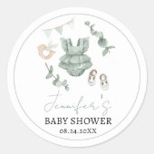 Sticker Rond Colonnes rondes pour bébé écoeucalyptus vert (Devant)