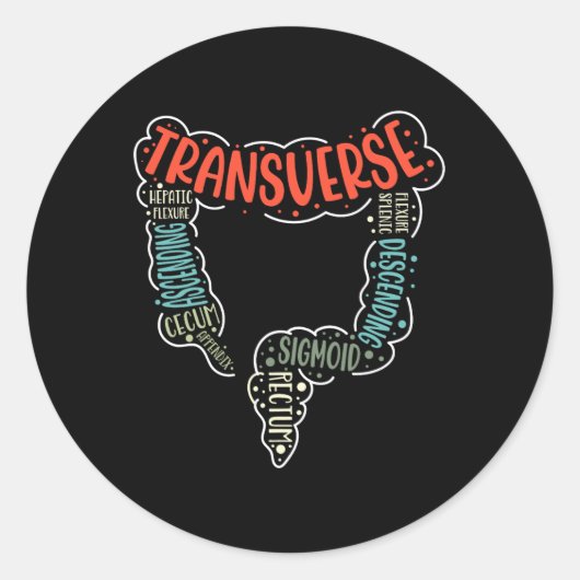 Sticker Rond Colonoscopie Gi Funny Endoscopie Infirmière Colon (Devant)