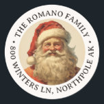 Sticker Rond Color Vintage Père Noël Christmas Adresse<br><div class="desc">Customisez vos cadeaux de noël ou utilisez-les comme étiquettes de adresse. Oeuvre d'art réalisée avec Ai et Photoshop.</div>