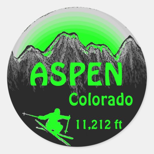 Sticker Rond Colorado collants d'art de ski vert Aspen (Devant)