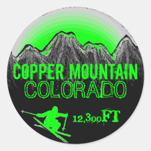 Sticker Rond Colorado Colorado collants d'art de ski vert