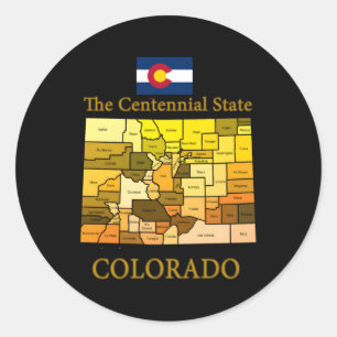 Sticker Rond Colorado Colorado Comté Carte Drapeau Nom