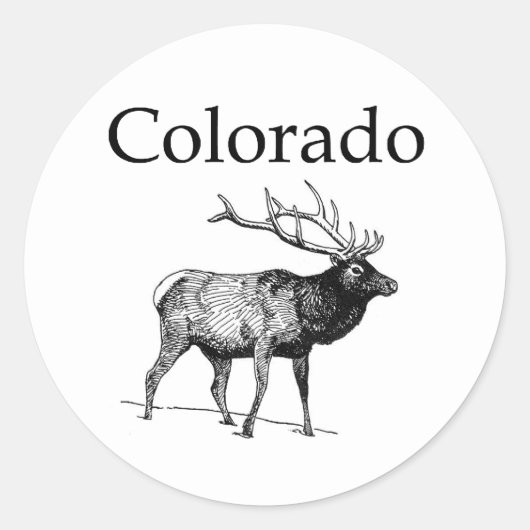 Sticker Rond Colorado Elk (art en ligne) (Devant)