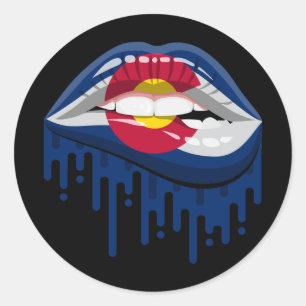 Sticker Rond Colorado lèvres drapeau de la racine