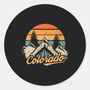 Sticker Rond Colorado - Montagnes Rétro Vintage Nature Randonné