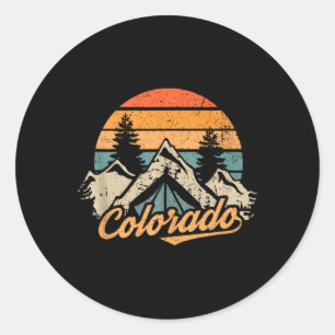 Sticker Rond Colorado - Montagnes Rétro Vintage Nature Randonné
