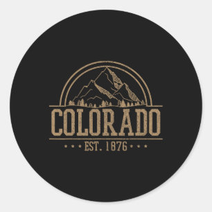 Sticker Rond Colorado - Montagnes Rocheuses Établ. 1876 Randonn
