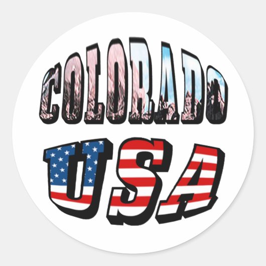 Sticker Rond Colorado Picture et USA Text (Devant)