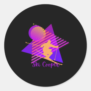 Sticker Rond Colorado Ski Violet Rose Cooper Leadville Ski