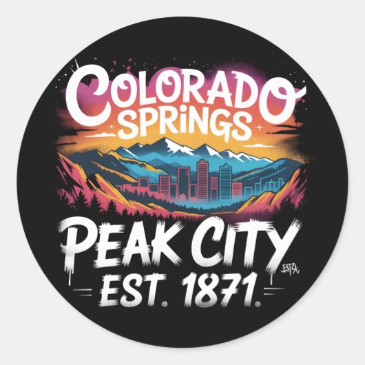 Sticker Rond Colorado Springs Graffiti Mural Street Art Design (Devant)