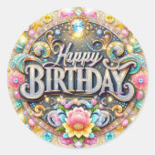 Sticker Rond Colorant d'anniversaire (Devant)