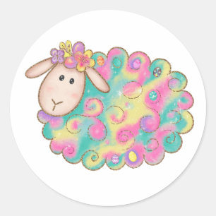 Sticker Rond Colorant mouton