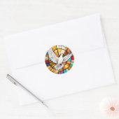 Sticker Rond Coloré blanc Dove Vitrail Oiseau (Enveloppe)
