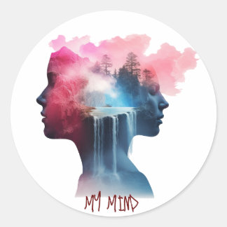 Sticker Rond Coloré Dans mon cerveau esprit paisible